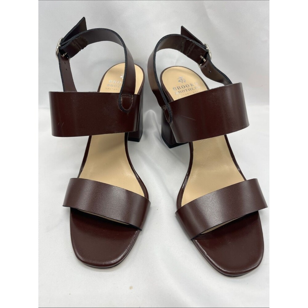 Brooks Brothers Factory Brown Faux Leather Strappy Sandals